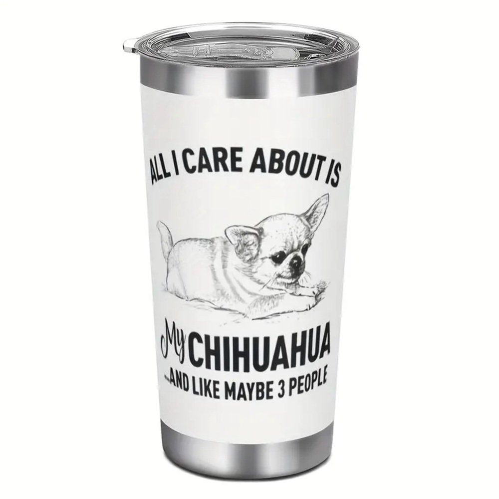 New White Stainless Steel Chihuahua Tumbler